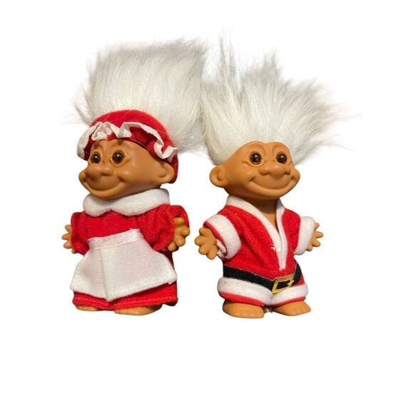 Lot of 4 Mrs. Santa Claus Caroler Reindeer Christmas Ornaments Troll Dolls - Picture 4 of 16